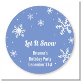 Snowflakes - Round Personalized Birthday Party Sticker Labels
