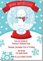 Snow Globe Winter Wonderland - Birthday Party Invitations