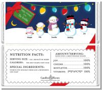 Snowman Family with Lights - Personalized Christmas Candy Bar Wrappers
