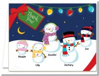 Snowman Family with Lights - Christmas Thank You Cards
