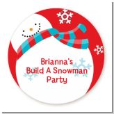 Snowman Fun - Round Personalized Christmas Sticker Labels