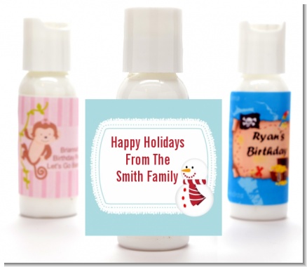 Snowman Snow Scene - Personalized Christmas Lotion Favors