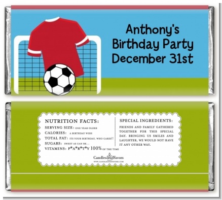 Soccer - Personalized Birthday Party Candy Bar Wrappers