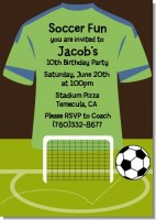 Soccer Jersey Green and Blue - Birthday Party Invitations