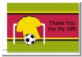 Soccer Jersey Yellow and Red - Birthday Party Thank You Cards thumbnail