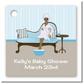 Spa Mom Blue African American - Personalized Baby Shower Card Stock Favor Tags