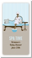 Spa Mom Blue African American - Custom Rectangle Baby Shower Sticker/Labels