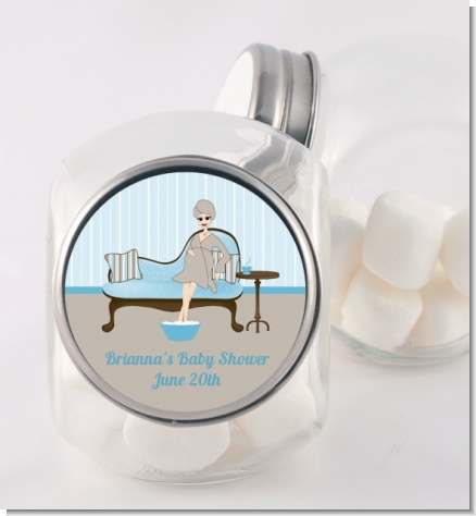Spa Mom Blue - Personalized Baby Shower Candy Jar