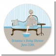 Spa Mom Blue - Round Personalized Baby Shower Sticker Labels thumbnail