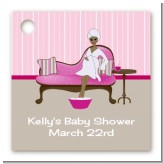 Spa Mom Pink African American - Personalized Baby Shower Card Stock Favor Tags