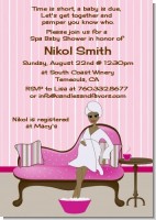 Spa Mom Pink African American - Baby Shower Invitations