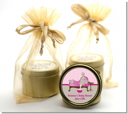 Spa Mom Pink - Baby Shower Gold Tin Candle Favors