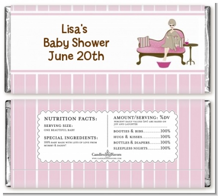 Spa Mom Pink - Personalized Baby Shower Candy Bar Wrappers