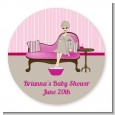 Spa Mom Pink - Round Personalized Baby Shower Sticker Labels thumbnail