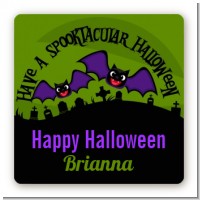 Spooky Bats - Square Personalized Halloween Sticker Labels