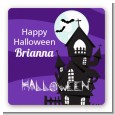 Spooky Haunted House - Square Personalized Halloween Sticker Labels thumbnail