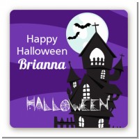 Spooky Haunted House - Square Personalized Halloween Sticker Labels