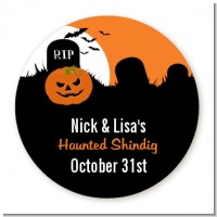 Spooky Pumpkin - Round Personalized Halloween Sticker Labels