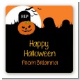 Spooky Pumpkin - Square Personalized Halloween Sticker Labels thumbnail
