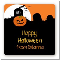 Spooky Pumpkin - Square Personalized Halloween Sticker Labels