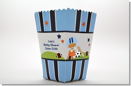 Sports Baby African American - Personalized Baby Shower Popcorn Boxes