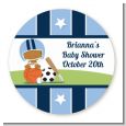 Sports Baby African American - Round Personalized Baby Shower Sticker Labels thumbnail