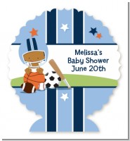 Sports Baby African American - Personalized Baby Shower Centerpiece Stand