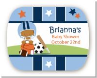 Sports Baby African American - Personalized Baby Shower Rounded Corner Stickers