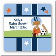 Sports Baby African American - Square Personalized Baby Shower Sticker Labels thumbnail