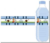 Sports Baby African American - Personalized Baby Shower Water Bottle Labels