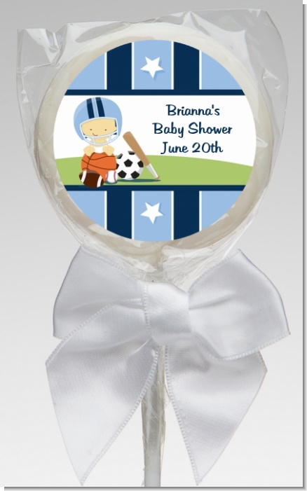 Sports Baby Asian - Personalized Baby Shower Lollipop Favors
