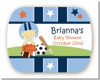 Sports Baby Asian - Personalized Baby Shower Rounded Corner Stickers