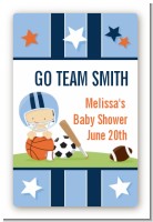 Sports Baby Caucasian - Custom Large Rectangle Baby Shower Sticker/Labels