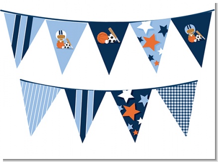 Sports Baby African American - Baby Shower Themed Pennant Set