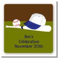 Baseball - Square Personalized Birthday Party Sticker Labels thumbnail