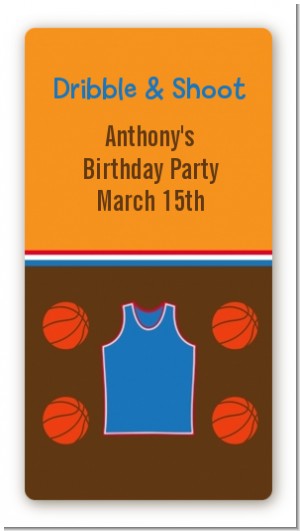 Basketball - Custom Rectangle Birthday Party Sticker/Labels