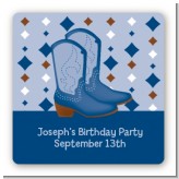 Cowboy Western - Square Personalized Birthday Party Sticker Labels