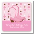 Cowgirl Western - Square Personalized Birthday Party Sticker Labels thumbnail