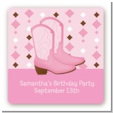 Cowgirl Western - Square Personalized Birthday Party Sticker Labels