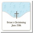 Cross Blue - Square Personalized Baptism / Christening Sticker Labels thumbnail