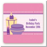 Glamour Girl - Square Personalized Birthday Party Sticker Labels