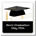 Graduation Cap - Square Personalized Graduation Party Sticker Labels thumbnail