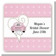 Just Married - Square Personalized Bridal Shower Sticker Labels thumbnail