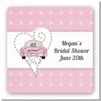 Just Married - Square Personalized Bridal Shower Sticker Labels