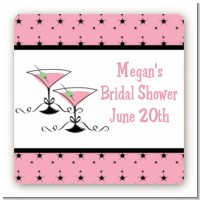 Martini Glasses - Square Personalized Bridal Shower Sticker Labels