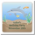 Dolphin - Square Personalized Birthday Party Sticker Labels thumbnail