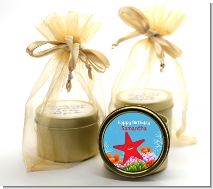 Starfish - Birthday Party Gold Tin Candle Favors