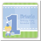 1st Birthday Boy - Square Personalized Birthday Party Sticker Labels