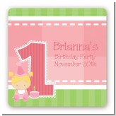 1st Birthday Girl - Square Personalized Birthday Party Sticker Labels