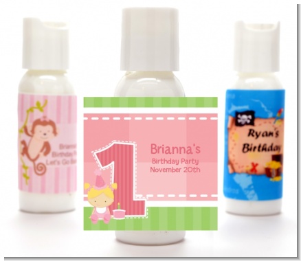 1st Birthday Girl - Personalized Birthday Party Lotion Favors